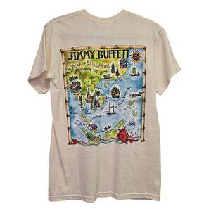 Vintage Y2K Jimmy Buffett 2008 Tour T-Shirt S Country Tropical Band Tee Off Whit